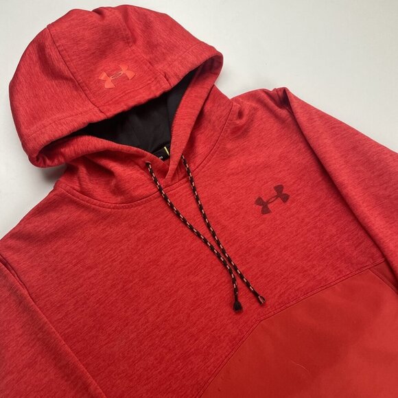 Under Armour Storm1 Hoodie Sweatshirt Mens L Red Loose Fleece Long Sleeve - Picture 1 of 11